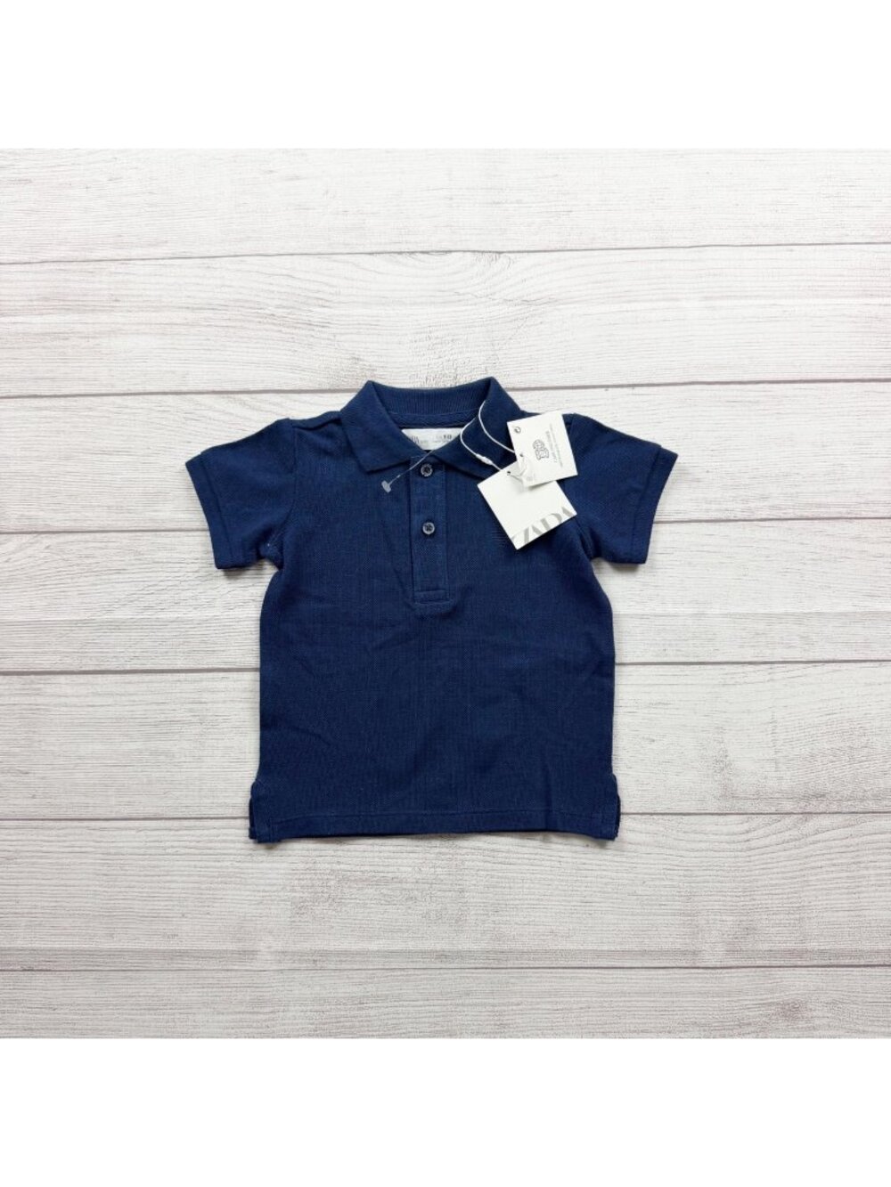 Zara Baby 100% Cotton Navy Blue Polo Shirt Short Sleeve NWT 9-12 Months